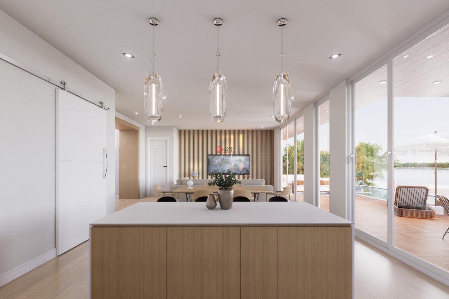 特克斯與凱科斯群島的独栋别墅，Lakeview Luxury Villa Venetian Road，编号78509765